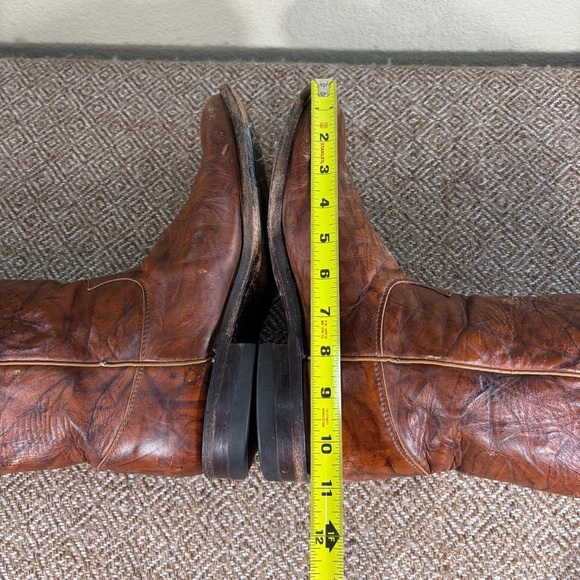 Justin 3163 Brown Leather Cowboy Roper Western Riding Boots Sz 9.5 D Cowboys GUC main image 6